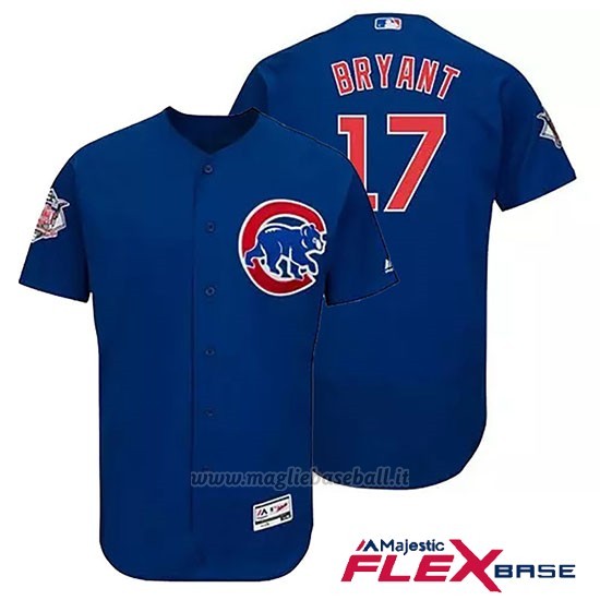 Maglia Baseball Uomo Chicago Cubs 17 Kris Bryant Majestic Autentico Collezione Flex Base